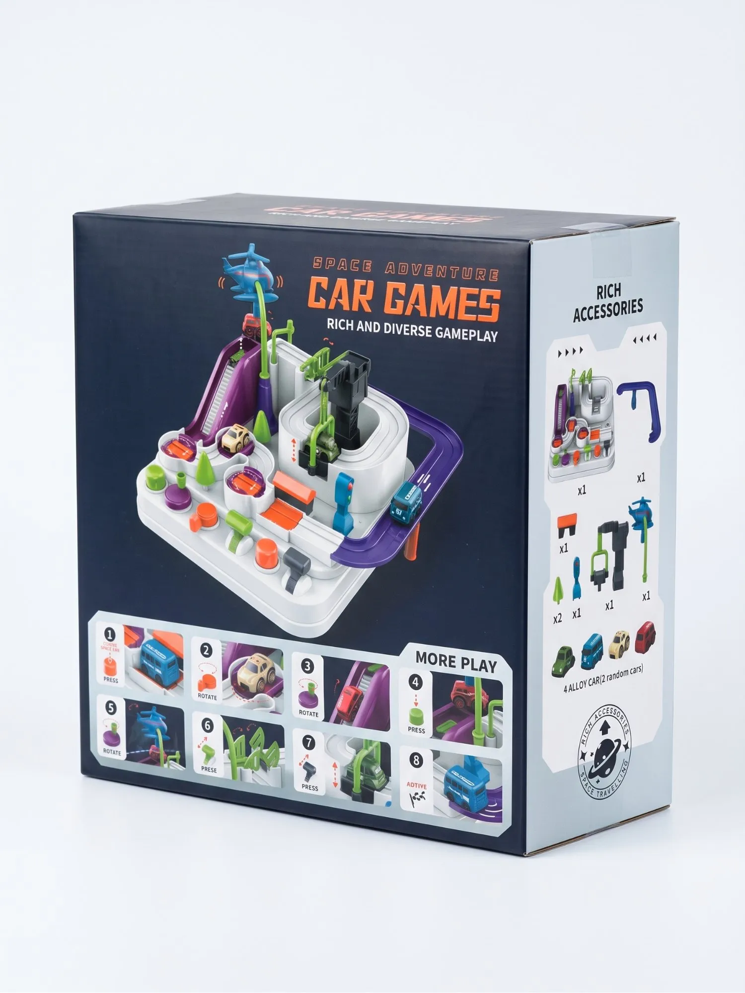 Space Adventure Car Games Track Set with 2 Alloy Cars